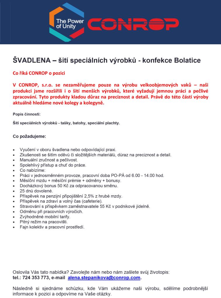 Nabídka práce - švadlena