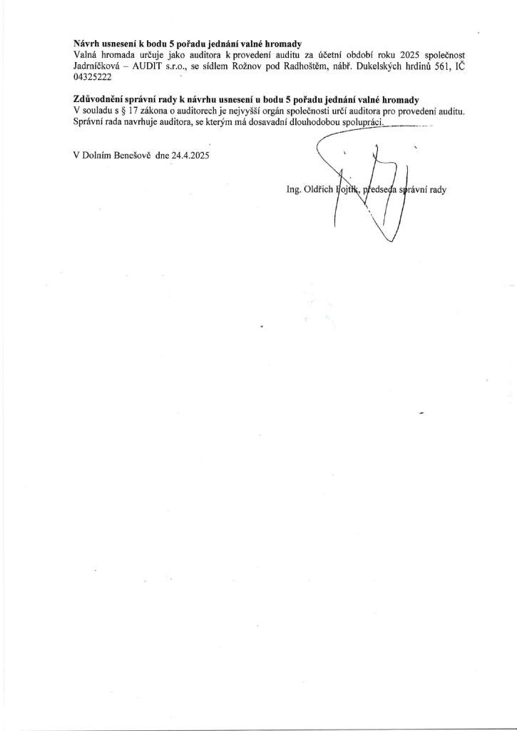 Valná hromada společnosti Opavice A.S.  
