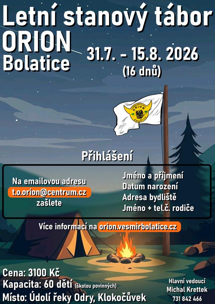 Letní stanový tábor ORION Bolatice