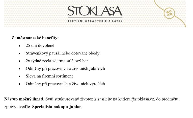 Nabídka práce - specialista nákupu