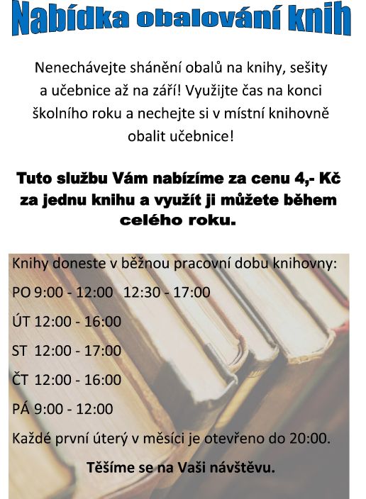 Nabídka obalování knih