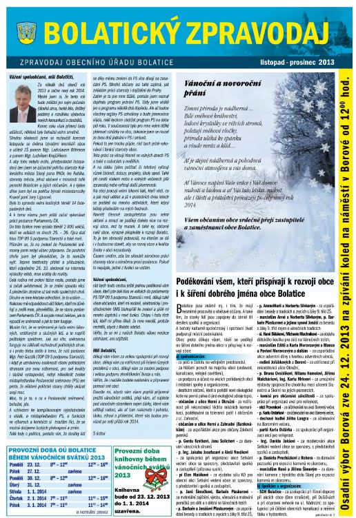 Bolatický zpravodaj listopad - prosinec 2013