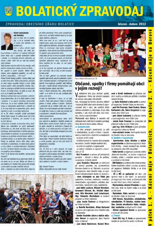 Bolatický zpravodaj březen - duben 2012