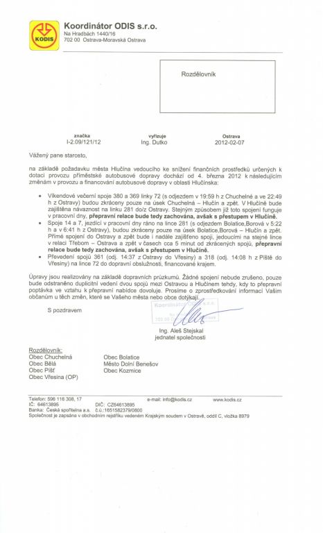 Změny autobusové dopravy
